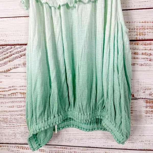 Free People Cora Lee Green and White Off the Shoulder Ombré Top, EUC, Medium - Image 13