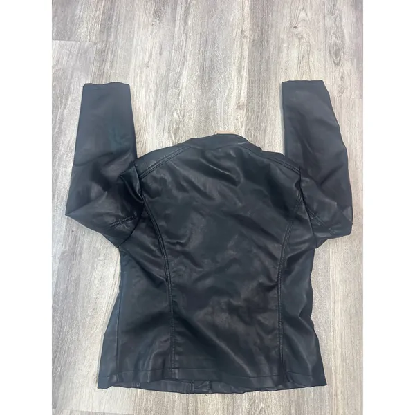 Cisono Black Faux Leather Moto Jacket Womens Size XL Zip Up Mandarin‎ Collar NWT - Image 4