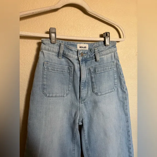 Rollas Sailor High Rise Wide Leg Jean Size 26 Light Blue‎ Wash - Image 5