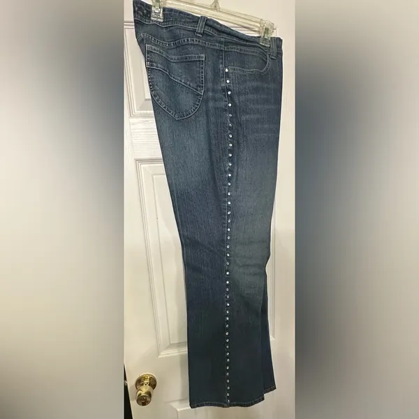 Women's Blue Jeans with Studded Detail - Image 3