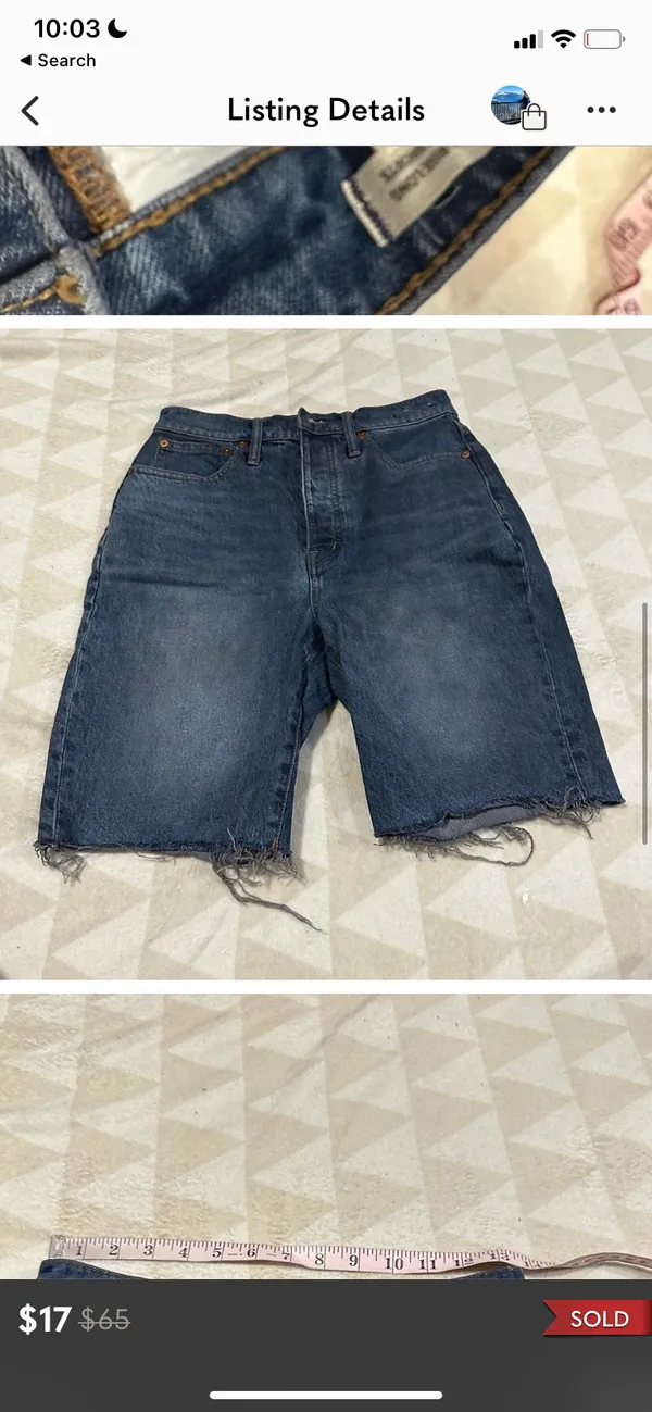 Madewell High Rise Long Denim Shorts - Image 4