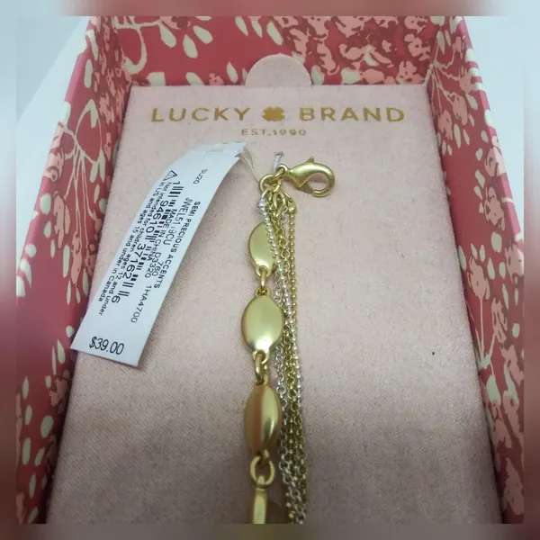 NWT Lucky Brand Gift Boxed Gold Multi Strand Layered Citrine Bracelet - Image 3