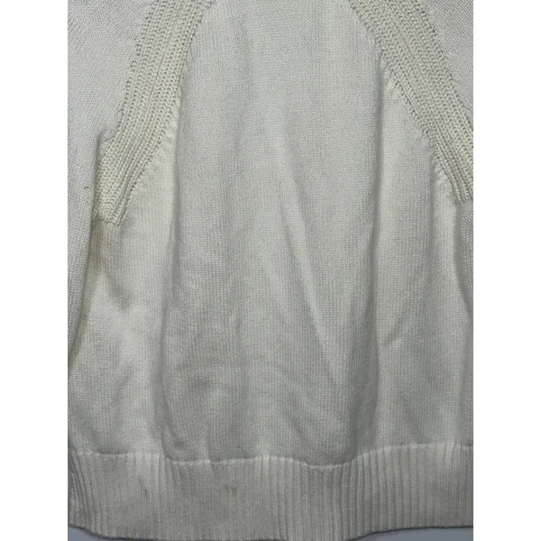 Abercrombie & Fitch Cream Long Sleeve Collared Pullover V-Neck Sweater Size M - Image 6