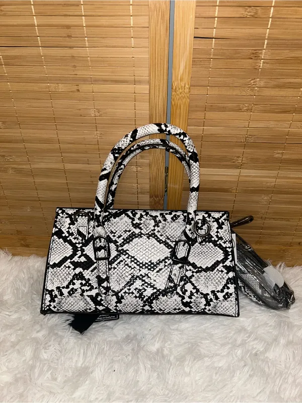 Ed Hardy Handbag Grey Snakeskin Charms Detachable cross body Strap purse NWT - Image 11