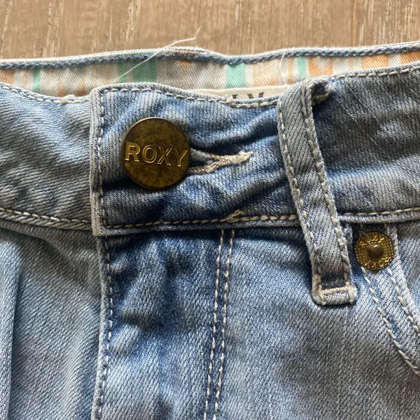 Roxy crochet side distressed destroyed daisy duke denim shorts 0 - Image 3