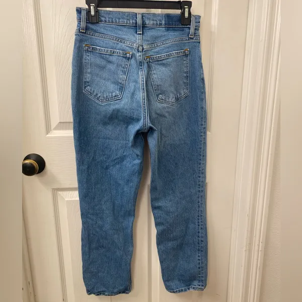 Abercrombie & Fitch Light Blue High Rise Straight Leg Jeans - Image 5