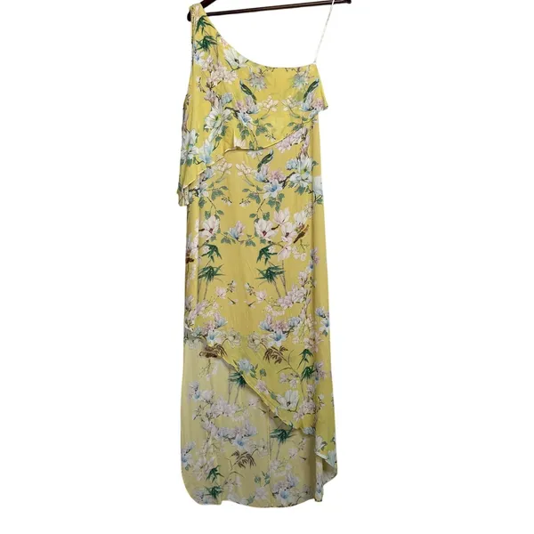 Slate & Willow Floral One Shoulder Hi Low Popover Bodice Maxi Dress 4 Yellow - Image 2