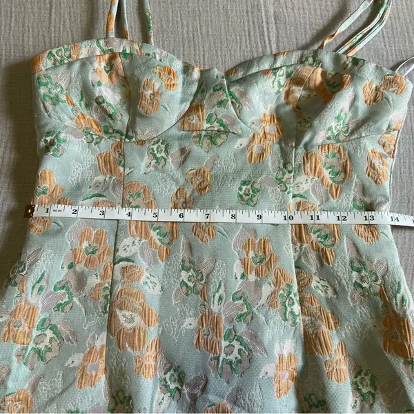 NWOT Lulus Enviable Aesthetic Light Blue Floral Jacquard Bustier Midi Dr… - Image 9