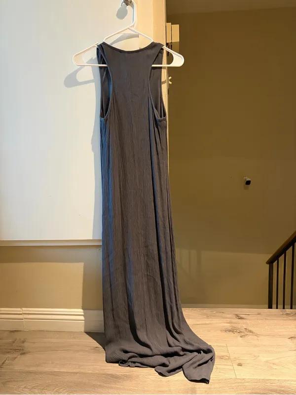 Solitaire Gray Maxi Dress with Rust Embroidered Panel, size XS - Image 5