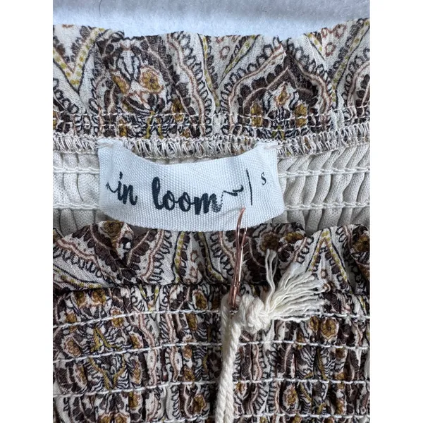 Women's Loom Smocked Peplum Blouse Boho Romantic Long‎ Sleeve Size S New - Image 4