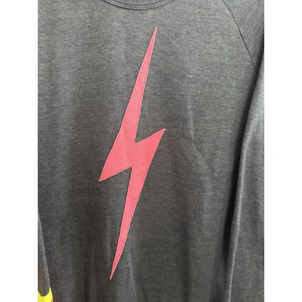 Aviator Nation Lightning Bolt Neon Chevron 5 Stripe Crew Sweatshirt Size Medium‎ - Image 8