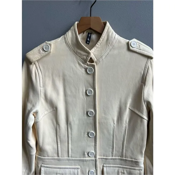 D2K Leather Cream Women's Casual Button - Image 3