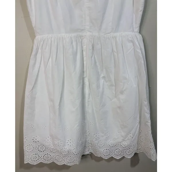 J.Crew Eyelet Mini‎ Dress 8 White Excellent Scalloped Surplice V-Neck - Image 7