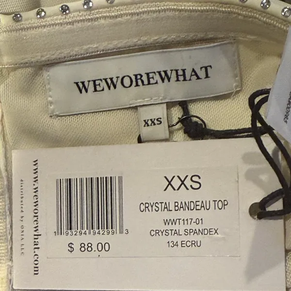 NWT Weworewhat Sleeveless Crystal Bandeau Crop Top Studded Rhinestones XXS White - Image 9