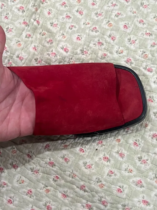 Franco Sarto Red Suede Block Heel Mules - Image 4