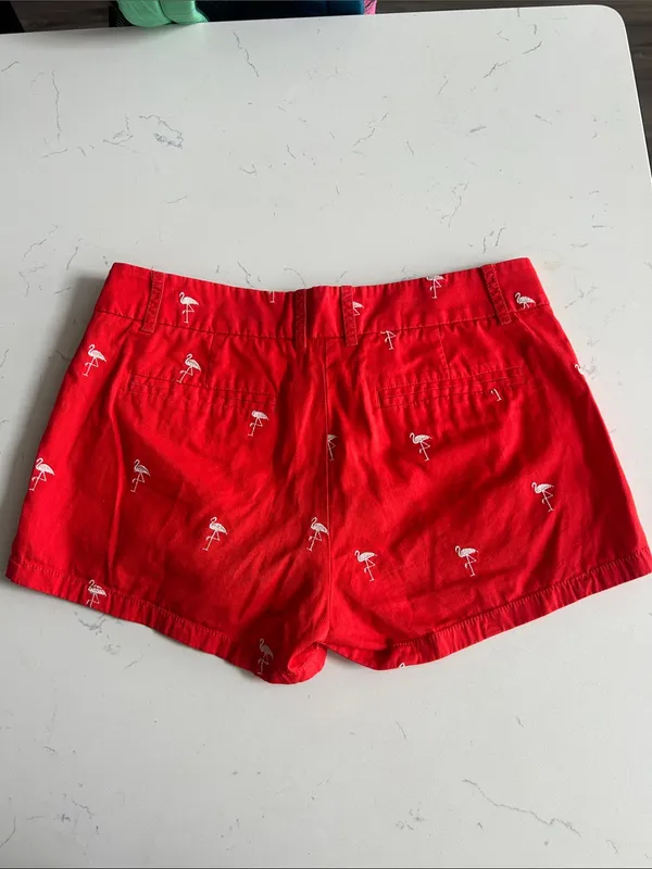 J. Crew Flamingo Embroidered Red Women's Shorts - Image 3