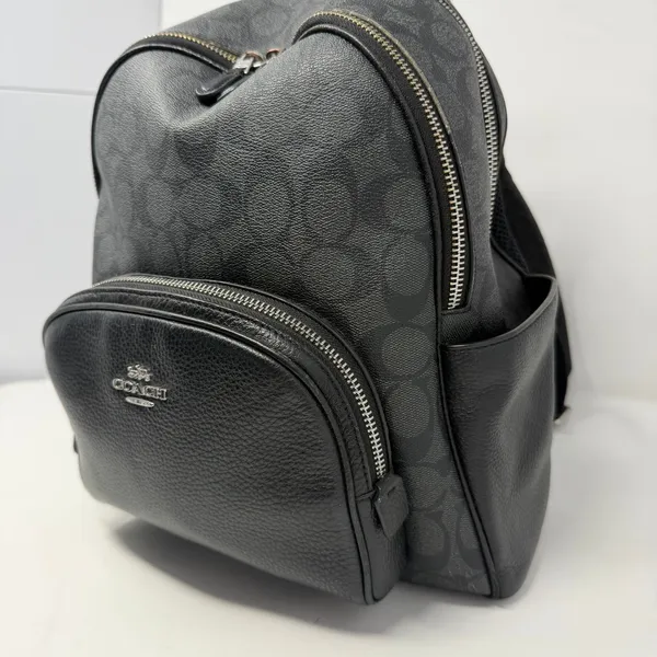Coach Court Signature Canvas Pebble Leather Backpack Black Women One Size - Image 16