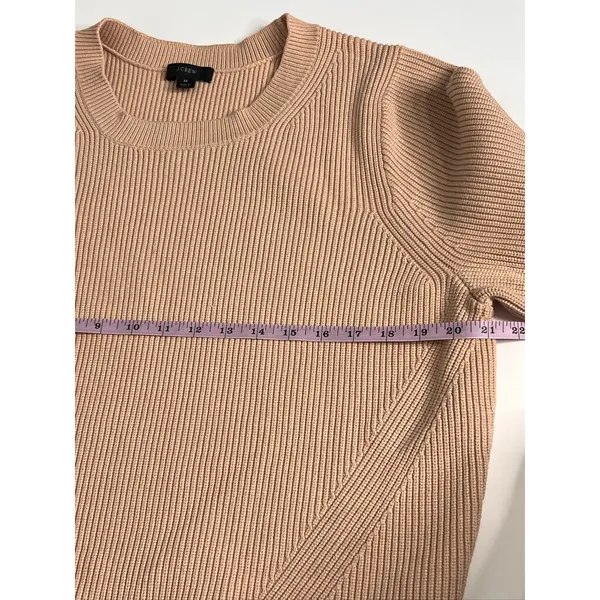 J.Crew Ribbed Knit Sweater Women's Medium Peach Long Sleeve Crew Neck Pullover - Image 7