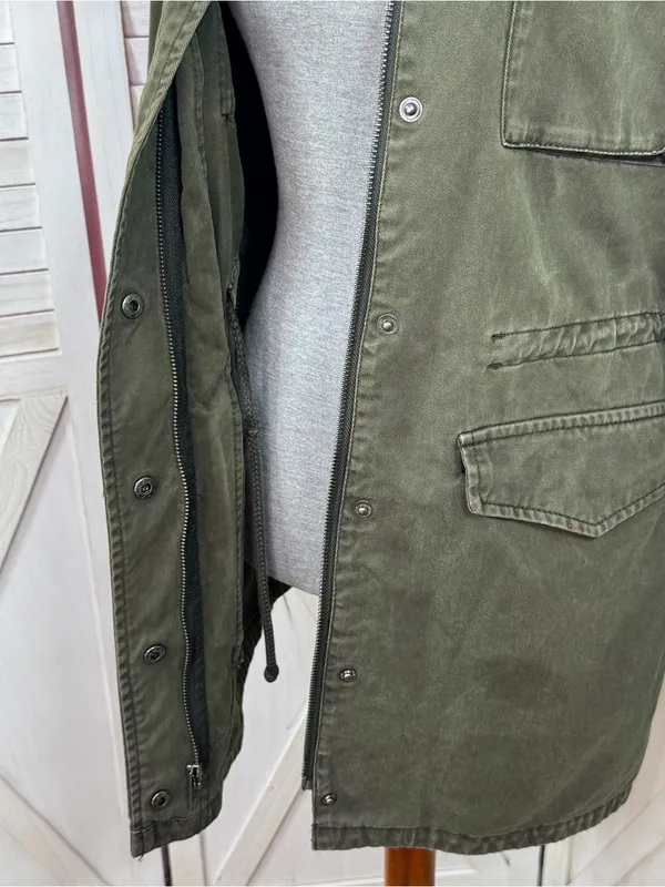 Levi’s Denim Military Utility Anorak Jacket Olive Green Small Full Zip Cotton - Image 6