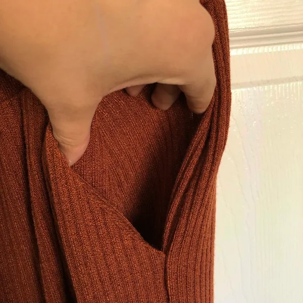 Rust Orange Ribbed Cropped Sweatshirt and Jogger Set Size M Size M - Image 5