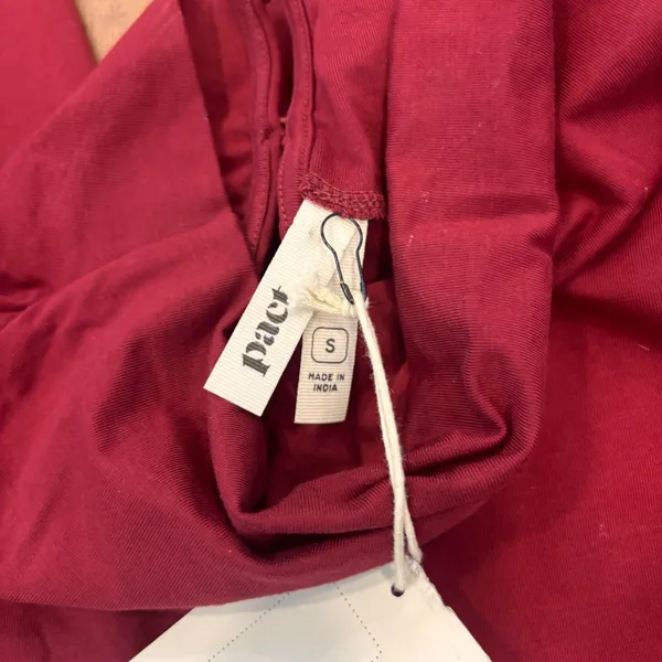 NWT Pact Organic Cotton Fit & Flare Cowl Mock Neck Jumpsuit Red Women's Sz Small - Image 3