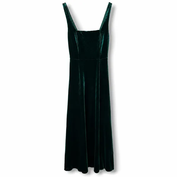 NEW Lulus Graceful Invite Emerald Velvet Square Neck Lace-Up Maxi Dress Medium - Image 6