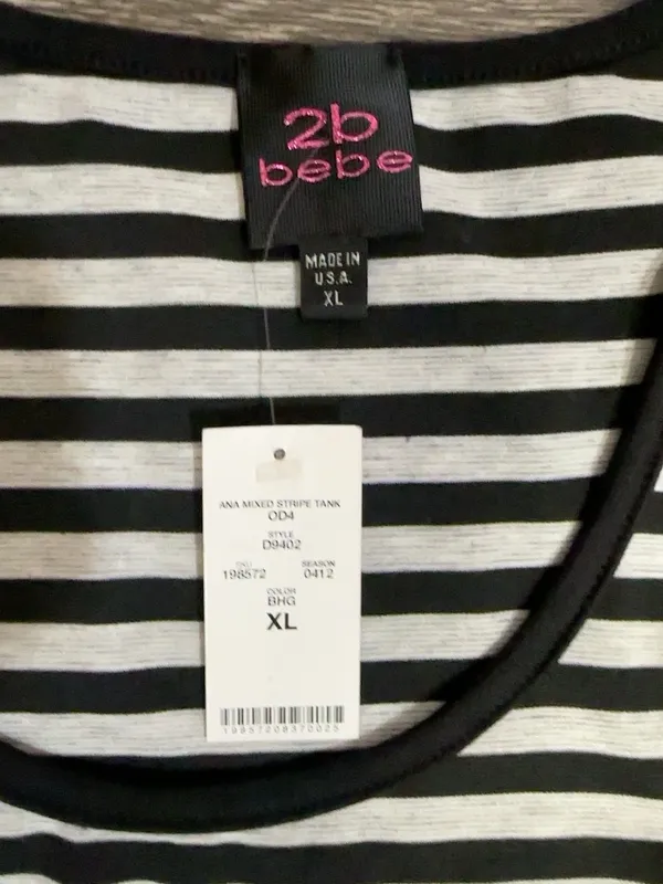NWT 2B Bebe Women’s XL Black & White Striped Colorblock Bodycon Tank Dress USA - Image 6