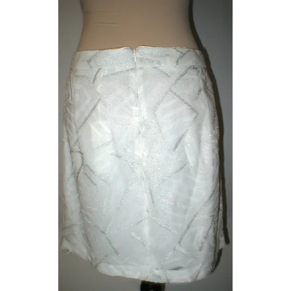 New NWT Womens Piperlime Collection White Silver Sequins Skirt S Small Party - Image 3