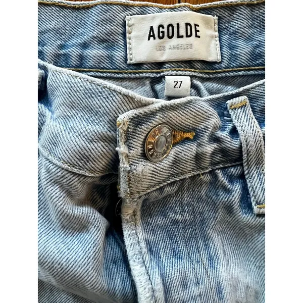 AGOLDE Parker Distressed High Rise Jean Shorts Light Wash | 27 - Image 5
