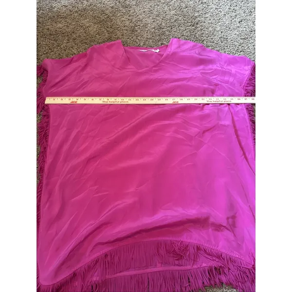 Marie Oliver Maura Pink Size X Small Dress Feather Trim V-Neck 100% Silk - Image 4