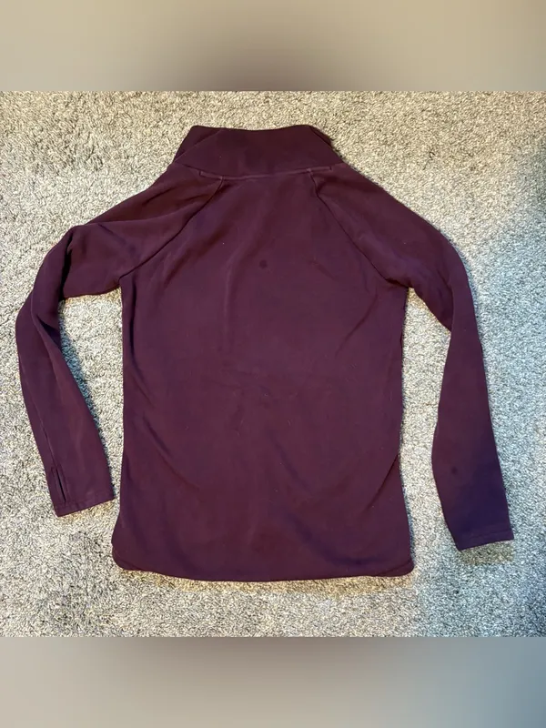 Athleta Cozy Karma Asym Pullover Small Burgundy Fleece Half Zip Sweatshirt - Image 2