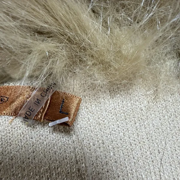 Baldini Mumu Lombardi Long Cardigan in Taupe with a faux fur‎ collar. SIze L - Image 9