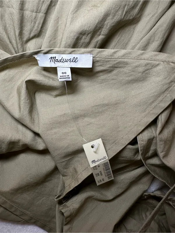New MADEWELL Khaki Tan Green Off-The-Shoulder Tank Strap Midi Dress Size 0 - Image 8