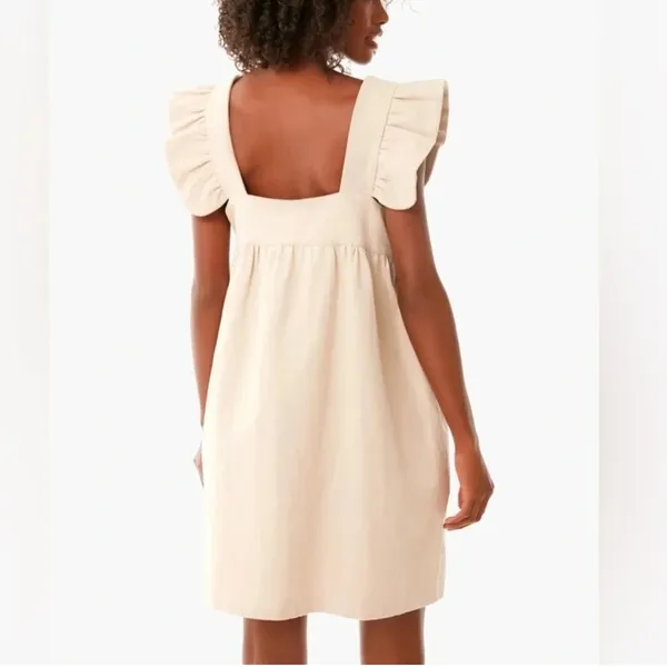 Tuckernuck Pomander Place Camellia Flutter Sleeve Mini Dress XS Tan Coastal Boho - Image 2