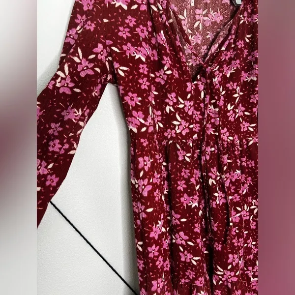 Free People Maxi Dress Tiers Of Joy Floral Boho cottage core maroon purple pink - Image 7