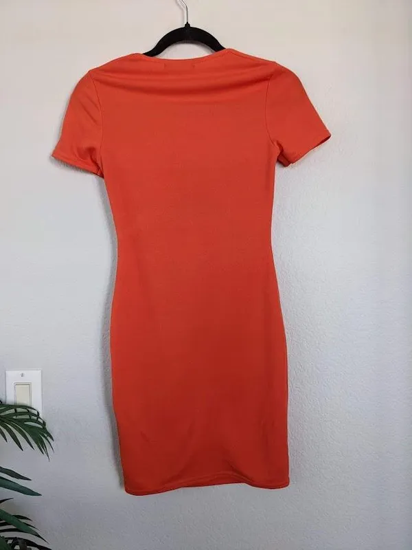 Missy Empire Chest Cutout Bodycon Mini Dress, Small, Orange - Image 4