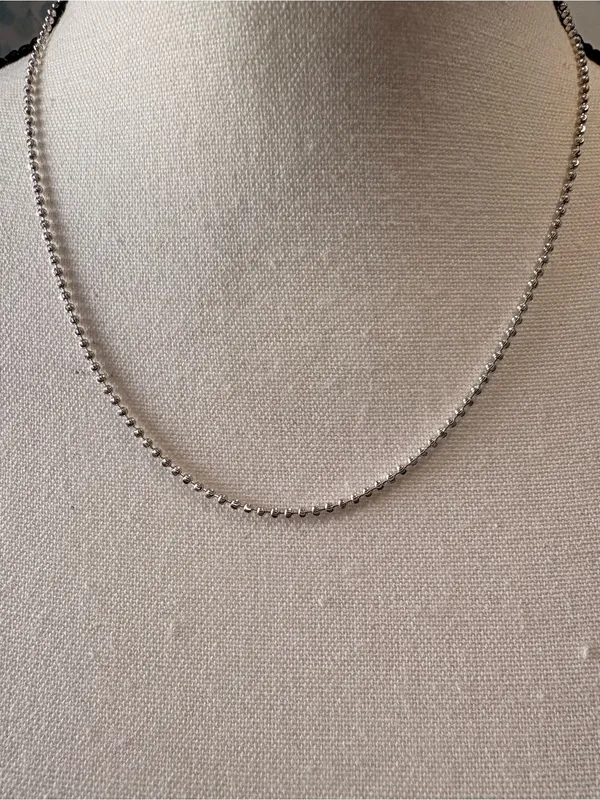 Sterling Silver Moon Cut Bead 2MM Necklace 18” - Image 2