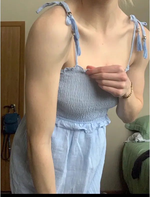 Light Blue Flowy Mini Dress - Image 3