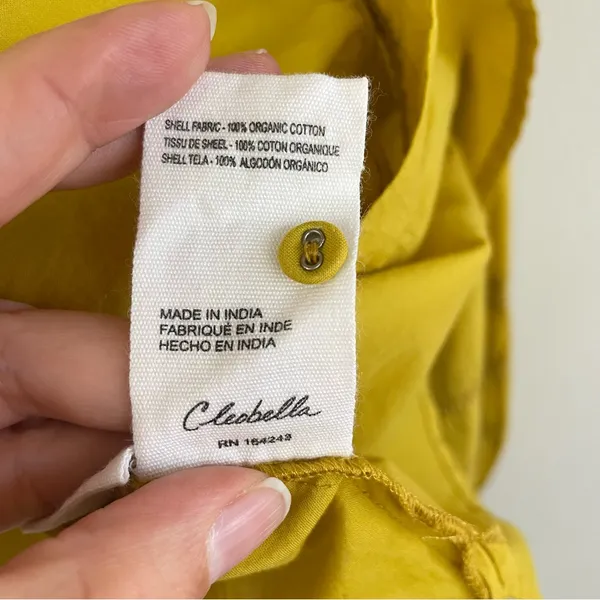Cleobella Nerea Cotton Blouse in Citrine Yellow‎ Balloon Sleeves Size Medium - Image 7