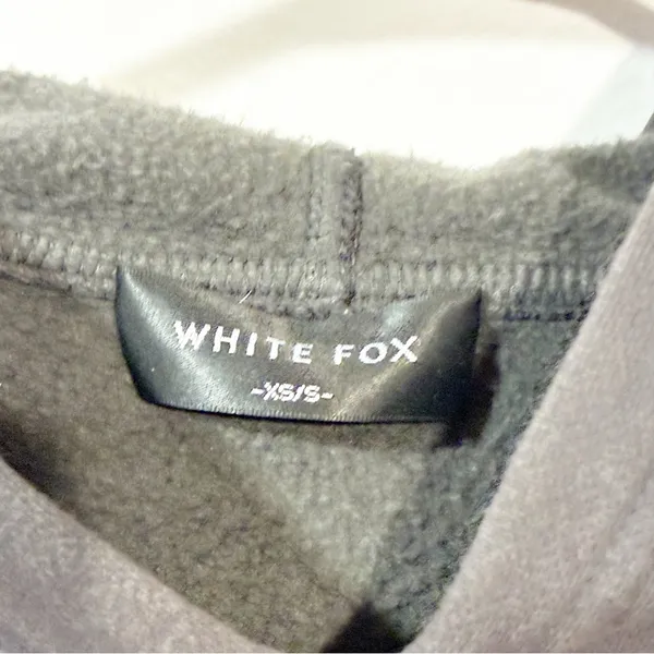 White Fox Twin Flame Heart Hoodie Sweatshirt Size XS/S Dark Grey Pullover - Image 5