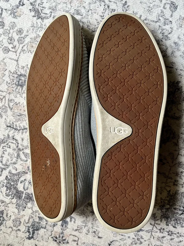 UGG's Silver Sparkle Slip on Shoe in Size 9.5 With Beige Trim - Image 5