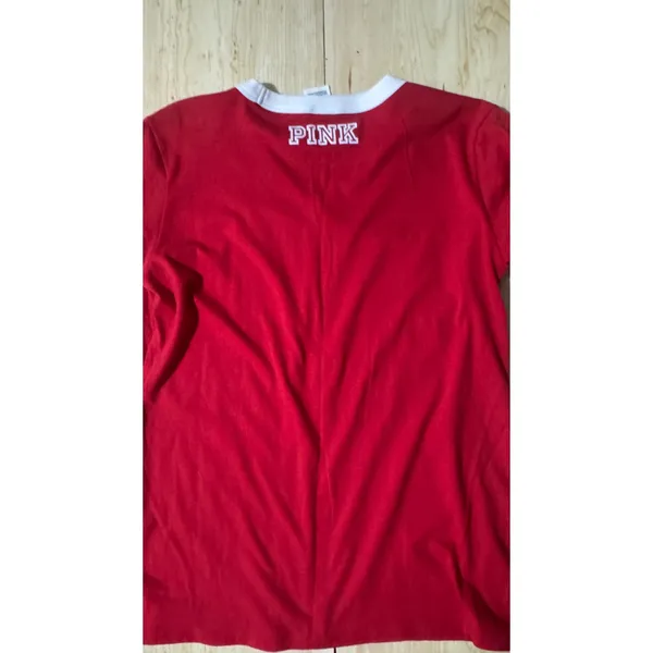 PINK Victoria's Secret Wisconsin‎ Badgers 48 Sequin V-Neck Jersey Tee Red L - Image 6