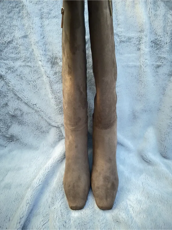 Anne Klein Perfektion Snip Toe Knee High Taupe Boots Heeled Size 6 new in box - Image 8