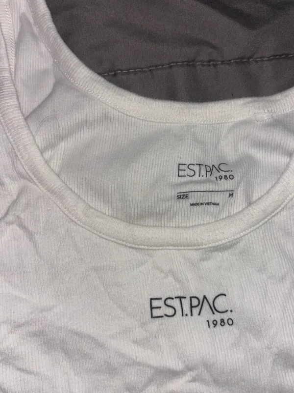 aerie White Ribbed Scoop Tank with EST.PAC Logo - Image 2