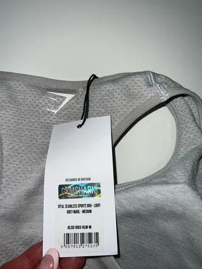 Gymshark Vital Seamless Sports Bra Light Grey Marl - Medium - Image 3