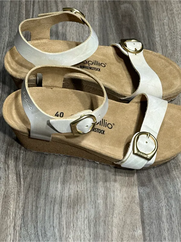 Birkenstock Papillio Cream Ankle-Strap Wedge Sandals - Image 4