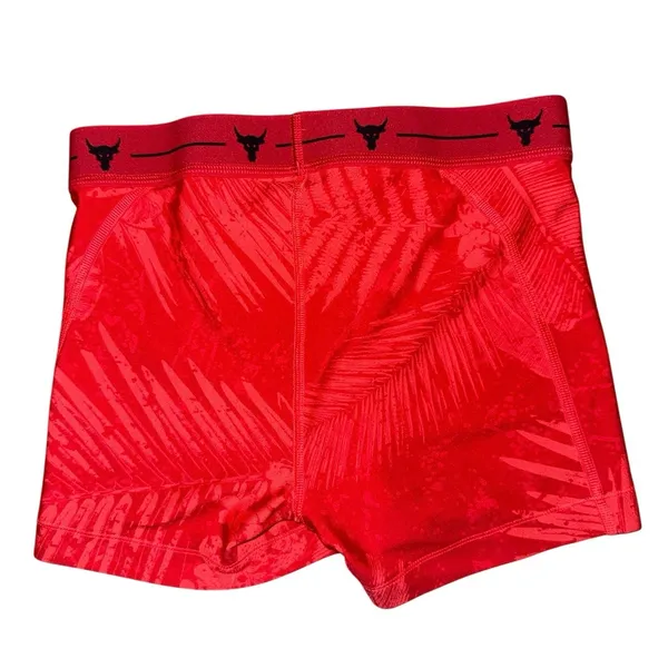 Under Armour Project Rock HeatGear compression shorts palm leaf Brahma Bull logo - Image 5