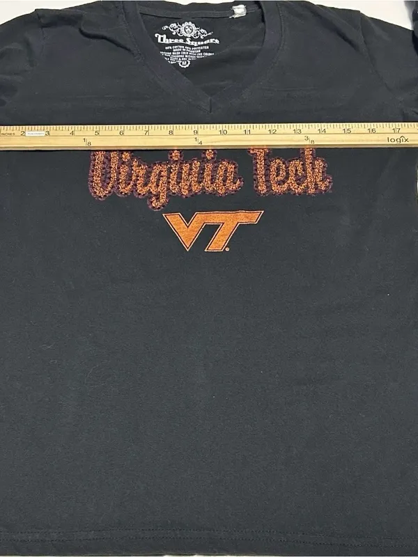 Virginia Tech Women's Black Long-Sleeve V-Neck Tee with Orange Script - Image 5