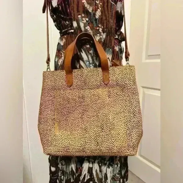 Madewell Zip Crossbody Bag Purse‎ Tote Spotted Calf Hair Animal Print $158 - Image 5