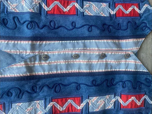 Vintage Koret Denim Vest Womens Sz Medium Blue Button Down Patterned - Image 3